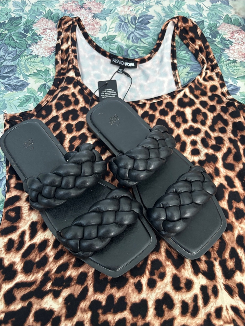 H&M Elegant Black Braided Sandals